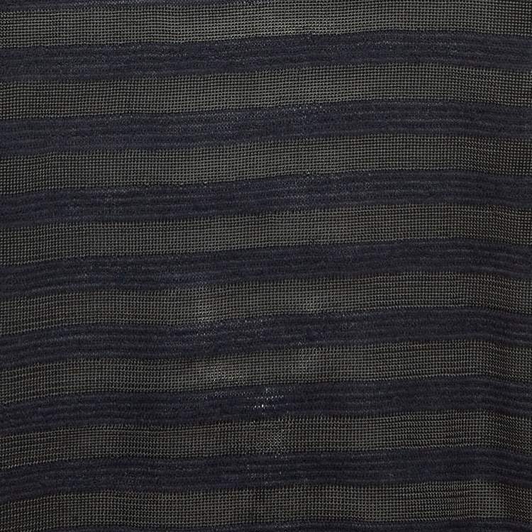 Pre Owned Emporio Armani Black Stripe Knit Sweatshirt L  