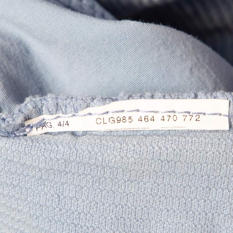 Pre Owned Emporio Armani Blue Corduroy High Rise Skinny Jeans L Waist 31"