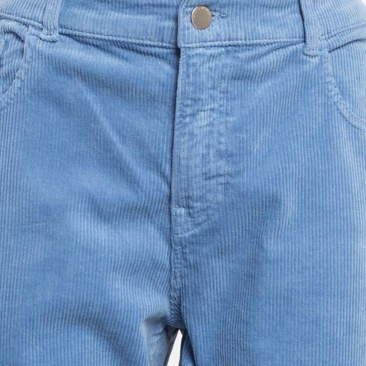 Pre Owned Emporio Armani Blue Corduroy High Rise Skinny Jeans L Waist 31"