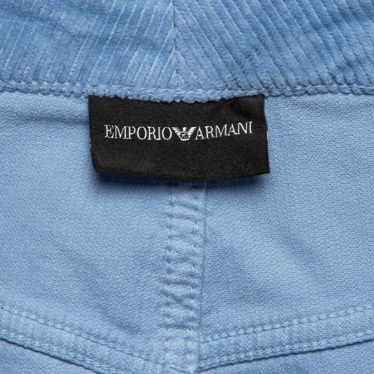 Pre Owned Emporio Armani Blue Corduroy High Rise Skinny Jeans L Waist 31"