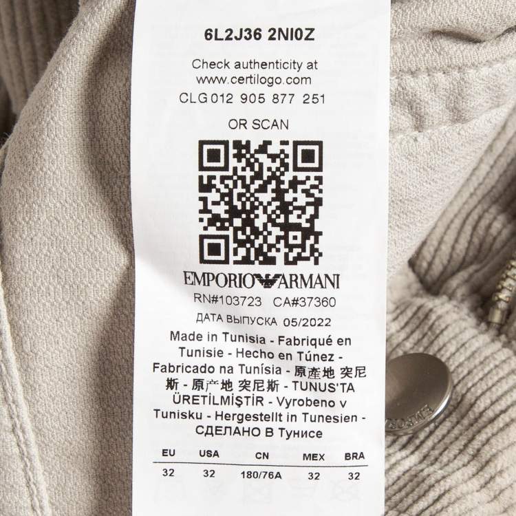 Pre Owned Emporio Armani Beige Corduroy High Rise Skinny Jeans L Waist 32"