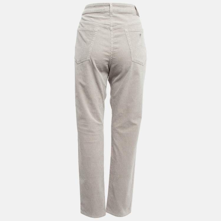 Pre Owned Emporio Armani Beige Corduroy High Rise Skinny Jeans L Waist 32"