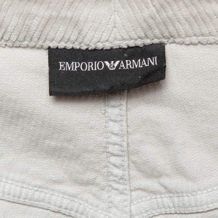 Pre Owned Emporio Armani Beige Corduroy High Rise Skinny Jeans L Waist 32"