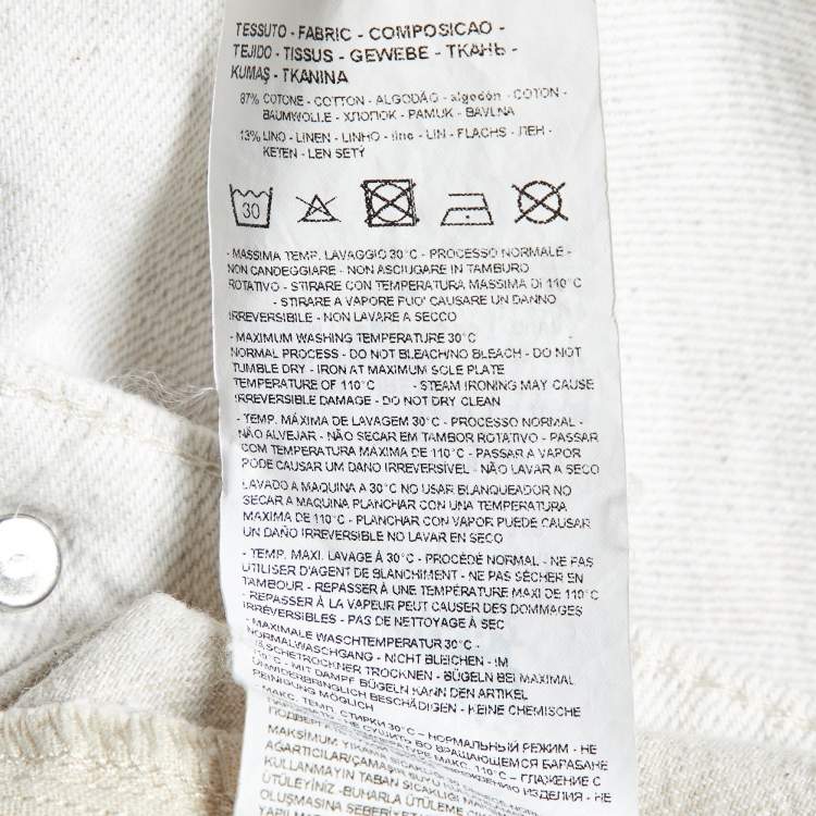 Pre Owned Emporio Armani Cream Cotton & Linen Straight Fit Trousers M/ Waist 31"