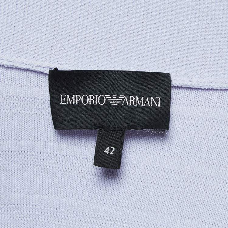 Pre Owned Emporio Armani Patterned Jersey Zip-Up High Neck Jacket M
