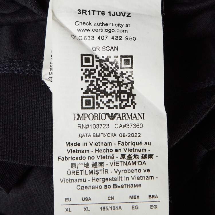 Pre Owned Emporio Armani Black Lyocell Blend Crewneck T-Shirt XL