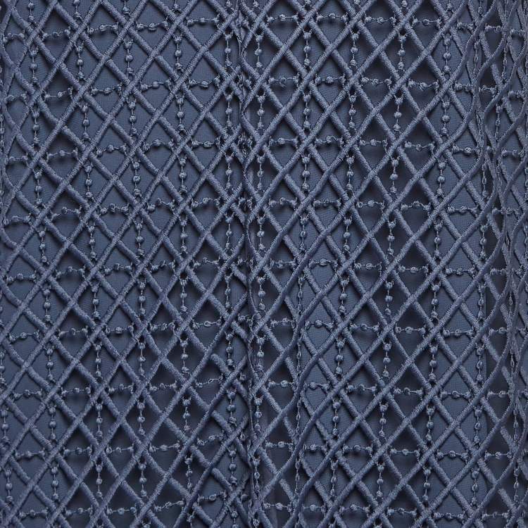 Pre Owned Emporio Armani Blue Lace Flared Slip Dress L