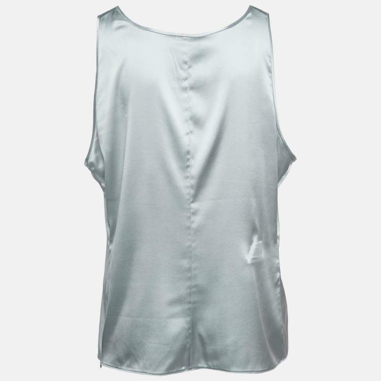 Pre Owned Emporio Armani Grey Satin Tank Top XL