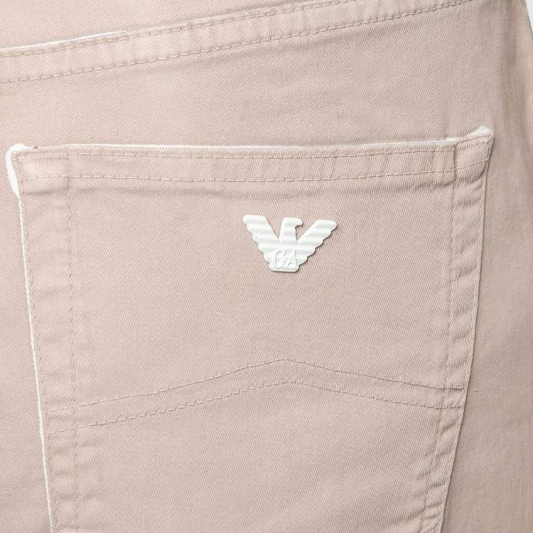 Pre Owned Emporio Armani Pink Denim Crop Jeans L Waist 34"