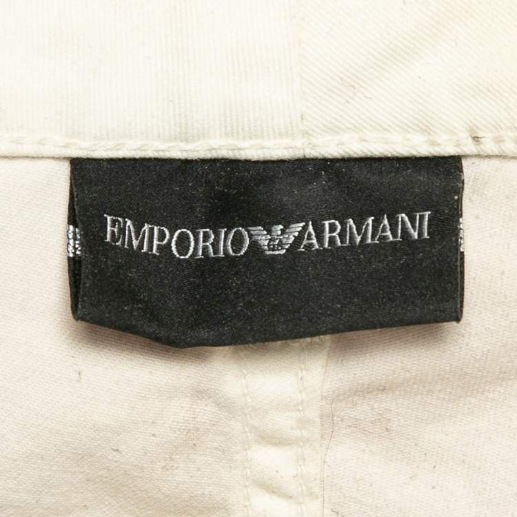 Pre Owned Emporio Armani Pink Denim Crop Jeans L Waist 34"