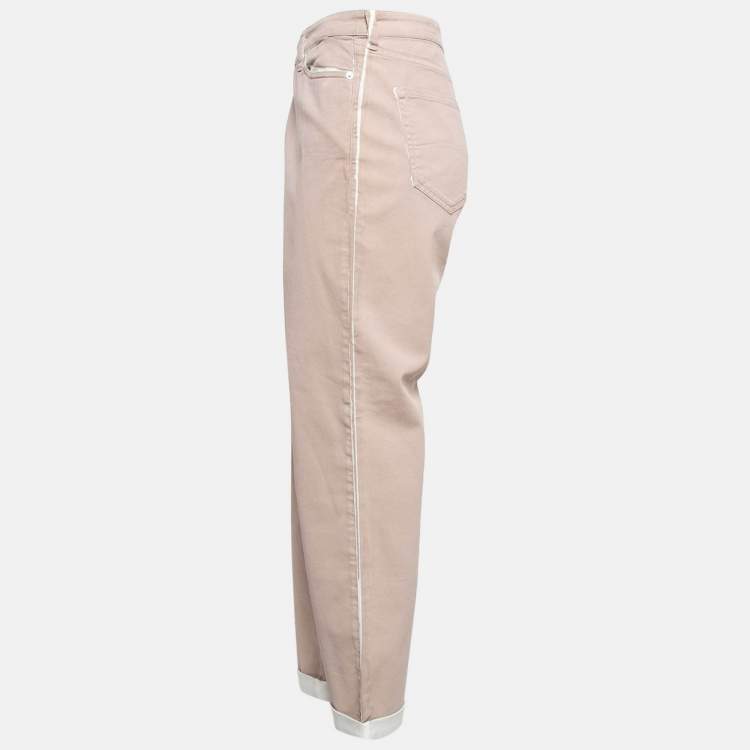 Pre Owned Emporio Armani Pink Denim Crop Jeans L Waist 34"