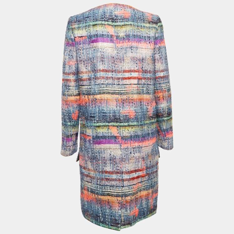Pre Owned Emporio Armani Multicolor Lurex Tweed Double Breasted Mid-Length Coat S
