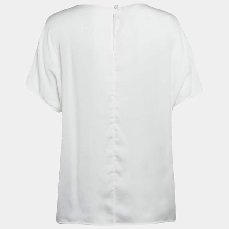 Pre Owned Emporio Armani White Crepe Top XXL