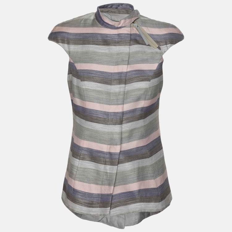 Pre Owned Emporio Armani Multicolor Striped Cotton Sleeveless Vest S