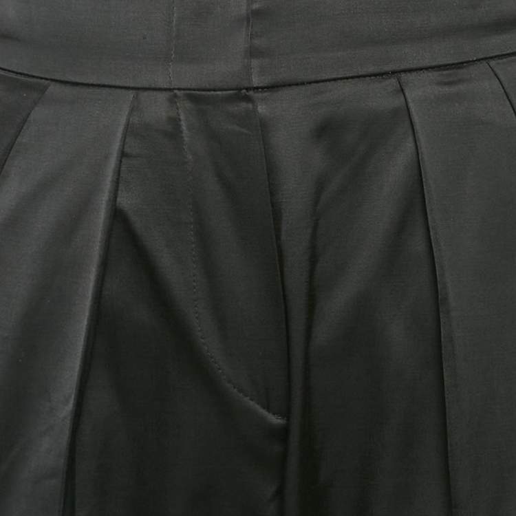 Pre Owned Emporio Armani Black Satin Pleated Trousers XS