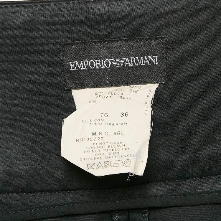 Pre Owned Emporio Armani Black Satin Pleated Trousers XS