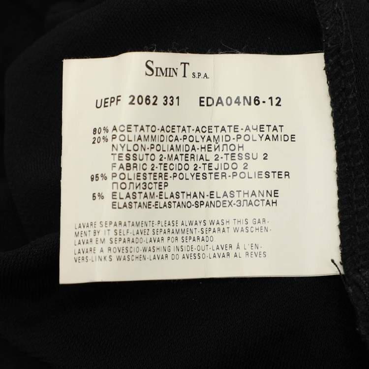 Pre Owned Emporio Armani Black Dotte Tulle Draped Tunic Dress M