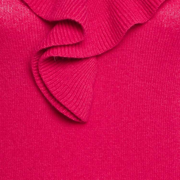 Pre Owned Emporio Armani Pink Cashmere Knit Ruffled Top S