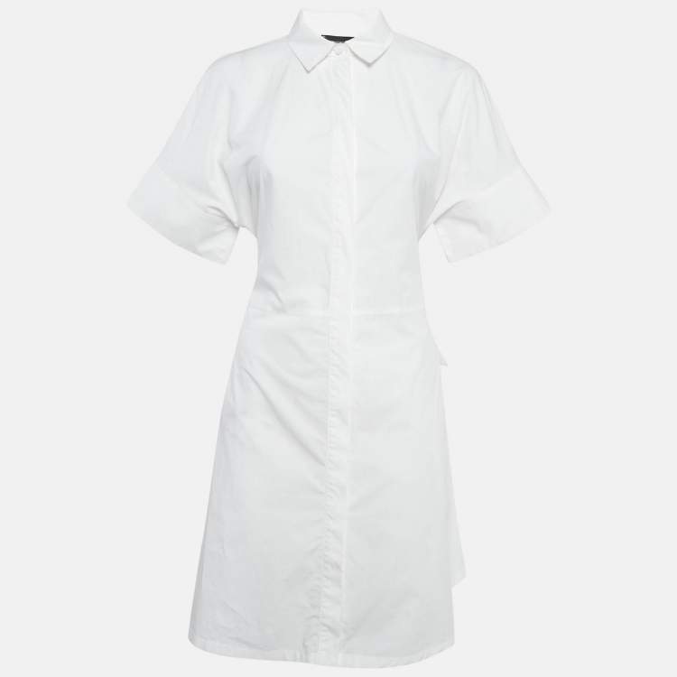 مملوكة مسبقًا Emporio Armani White Poplin Belted Shirt Dress M