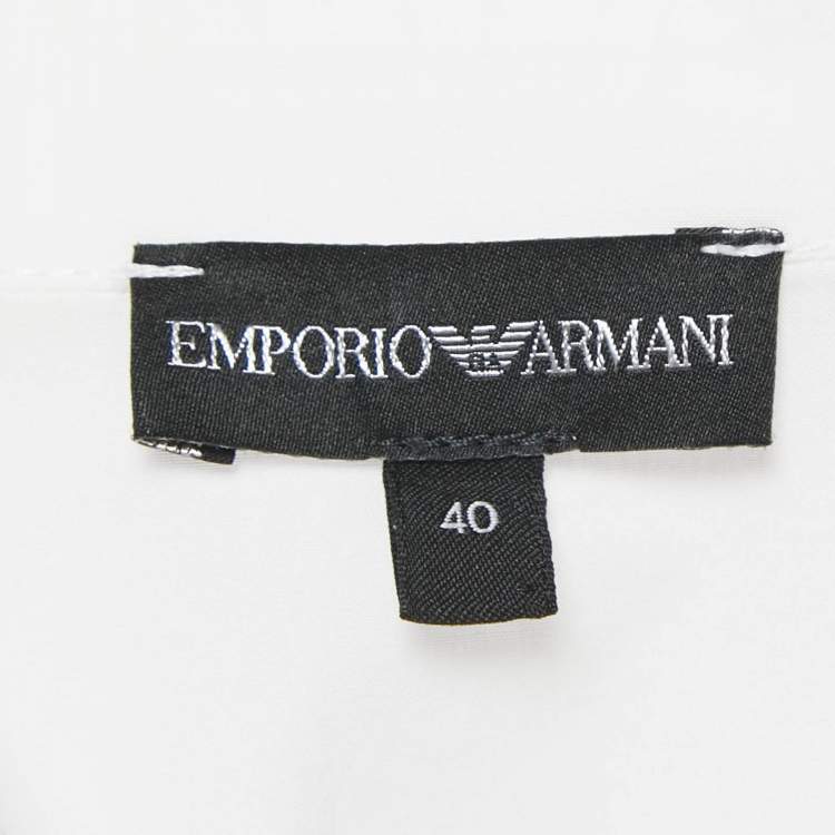 مملوكة مسبقًا Emporio Armani White Poplin Belted Shirt Dress M