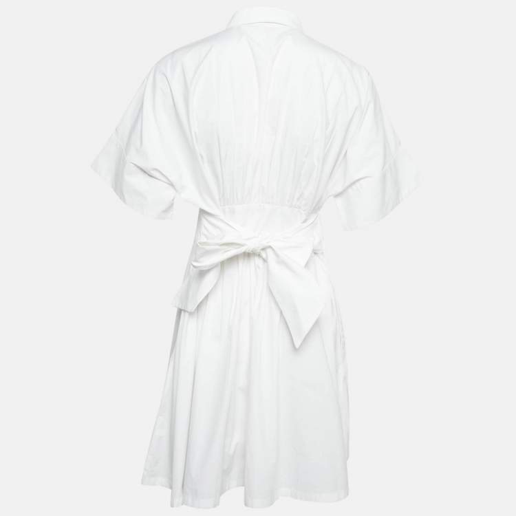 مملوكة مسبقًا Emporio Armani White Poplin Belted Shirt Dress M