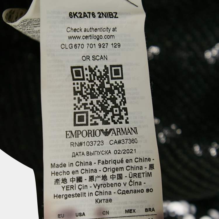 Pre Owned Emporio Armani Black Sequined Mesh One-Shoulder Mini Dress M