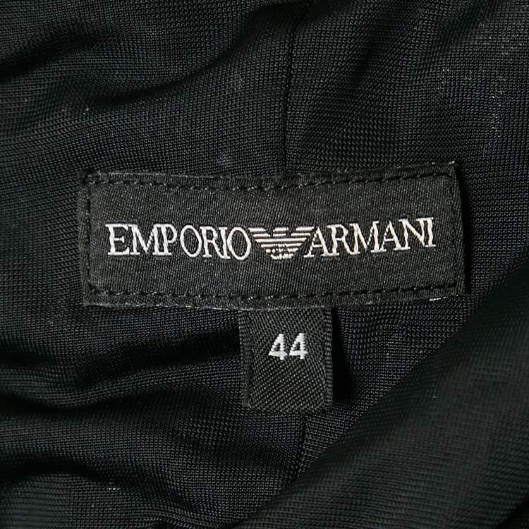 Pre Owned Emporio Armani Black Sequined Mesh One-Shoulder Mini Dress M