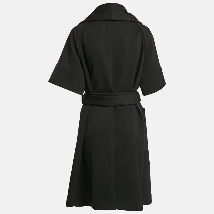 Pre Owned Emporio Armani Black Synthetic Knit Belted Coat 