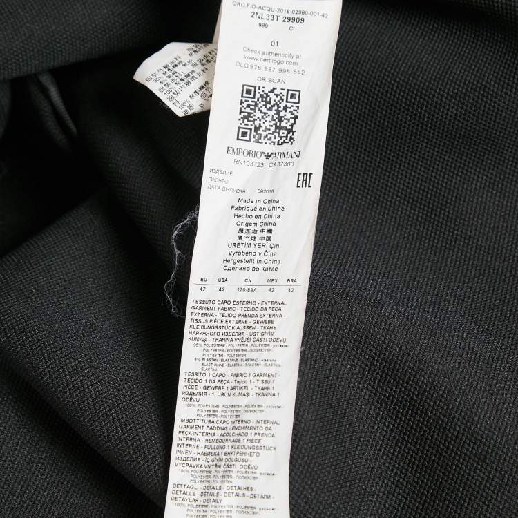 Pre Owned Emporio Armani Black Synthetic Knit Belted Coat 