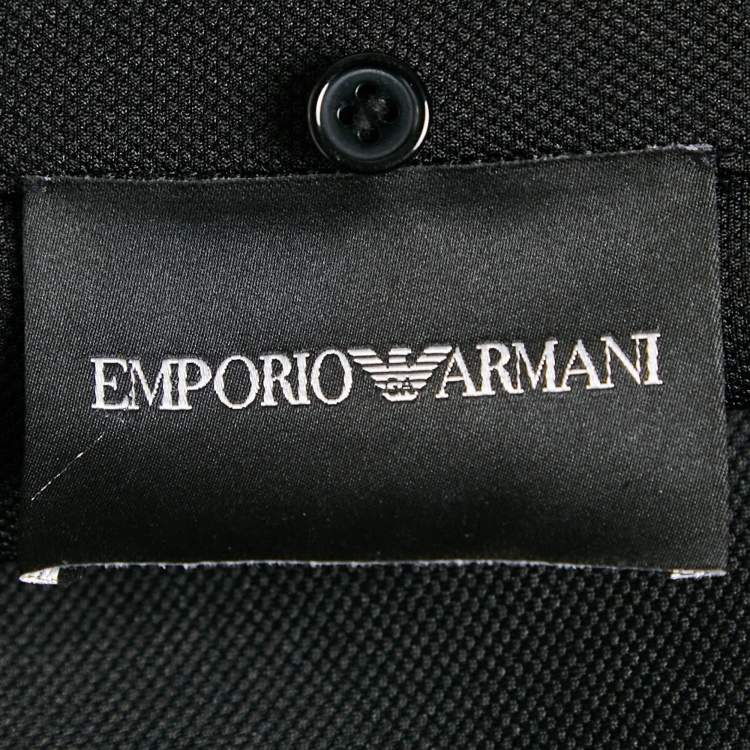 Pre Owned Emporio Armani Black Synthetic Knit Belted Coat 
