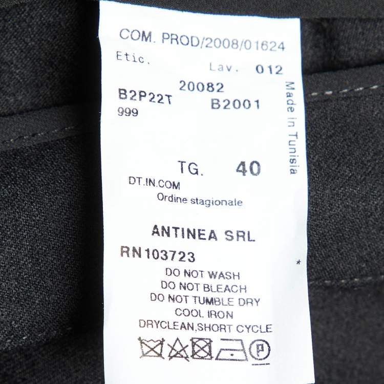 Pre Owned Emporio Armani Black Wool Wide Leg Trousers S