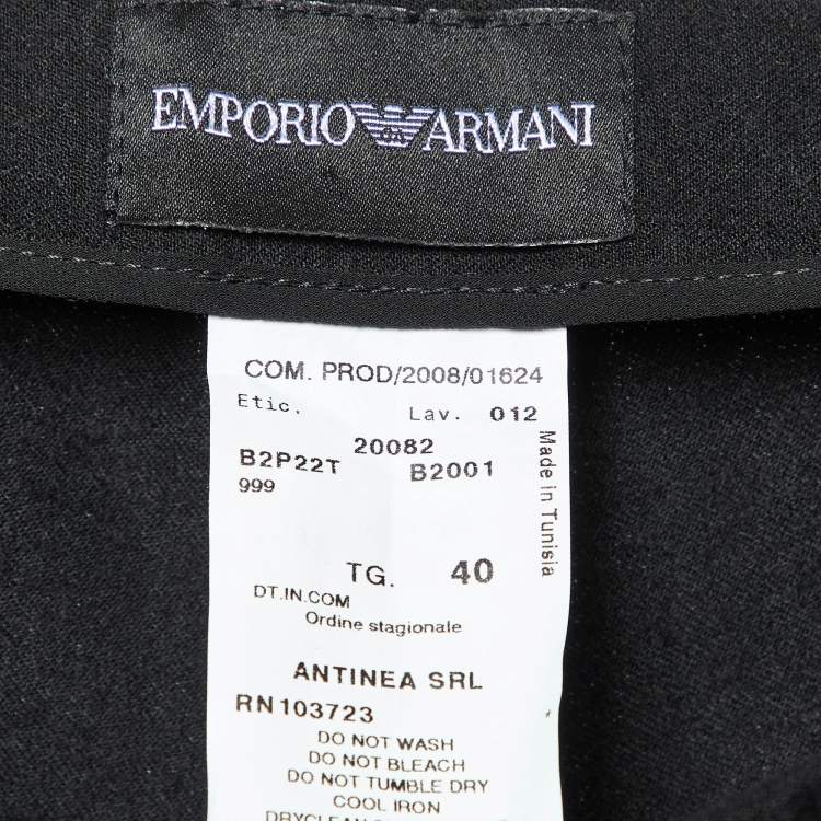 Pre Owned Emporio Armani Black Wool Wide Leg Trousers S