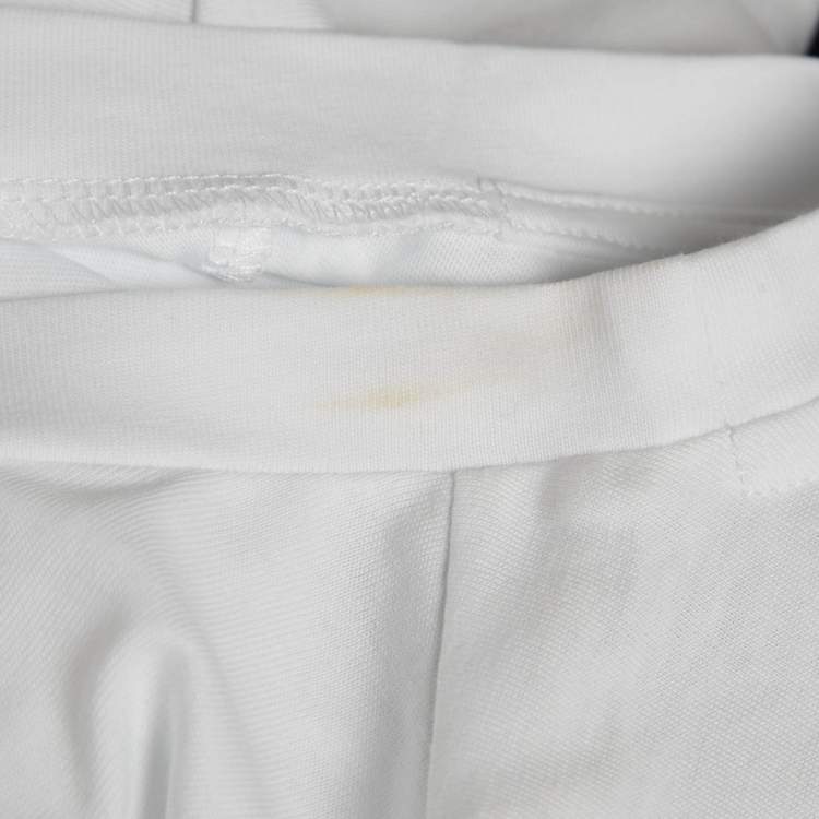 Pre Owned Emporio Armani White Cotton Logo Lace Trimmed T-Shirt M