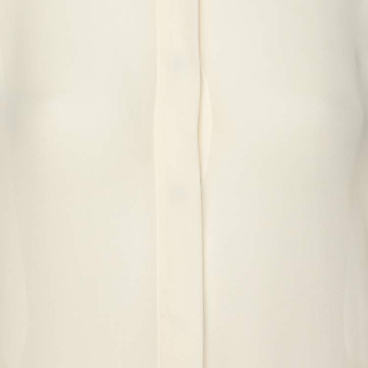 Pre Owned Emporio Armani Cream/Pink Silk Button Front Shirt L