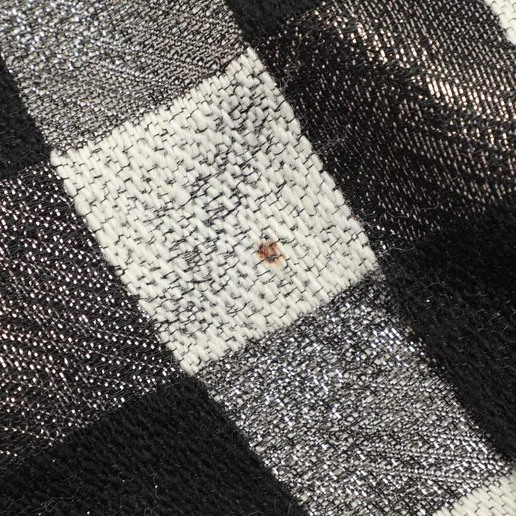 Pre Owned Emporio Armani Black/White Checkered Lurex Blend Midi Skirt M