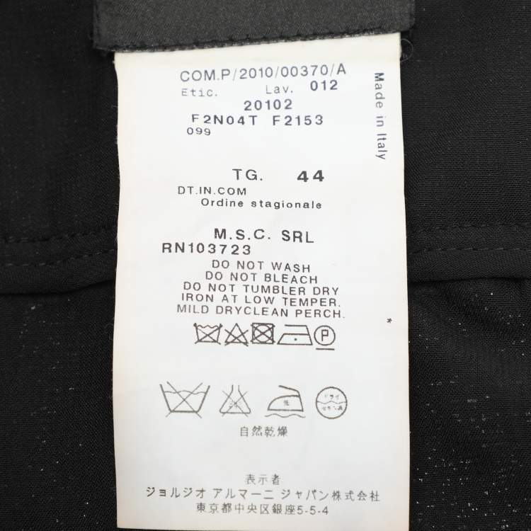 Pre Owned Emporio Armani Black/White Checkered Lurex Blend Midi Skirt M