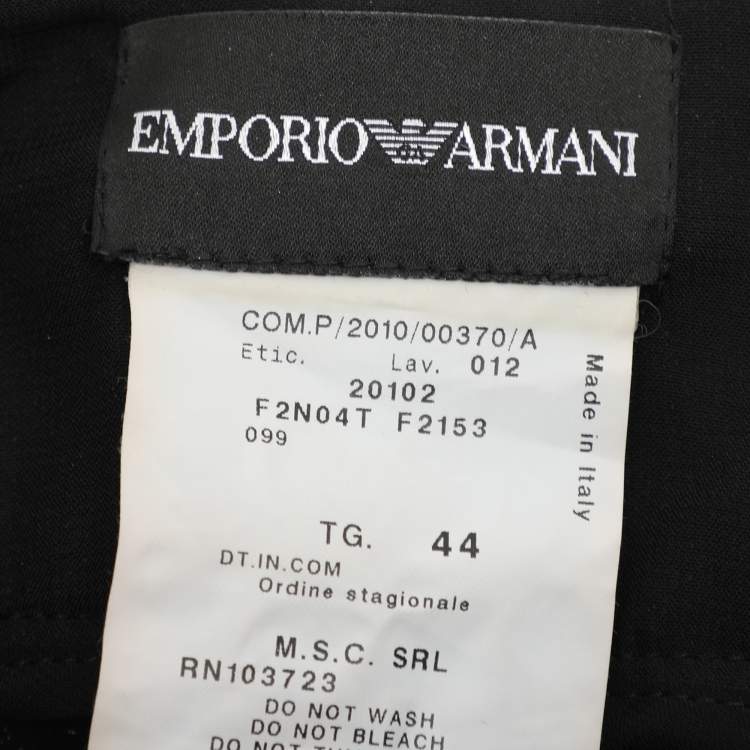 Pre Owned Emporio Armani Black/White Checkered Lurex Blend Midi Skirt M