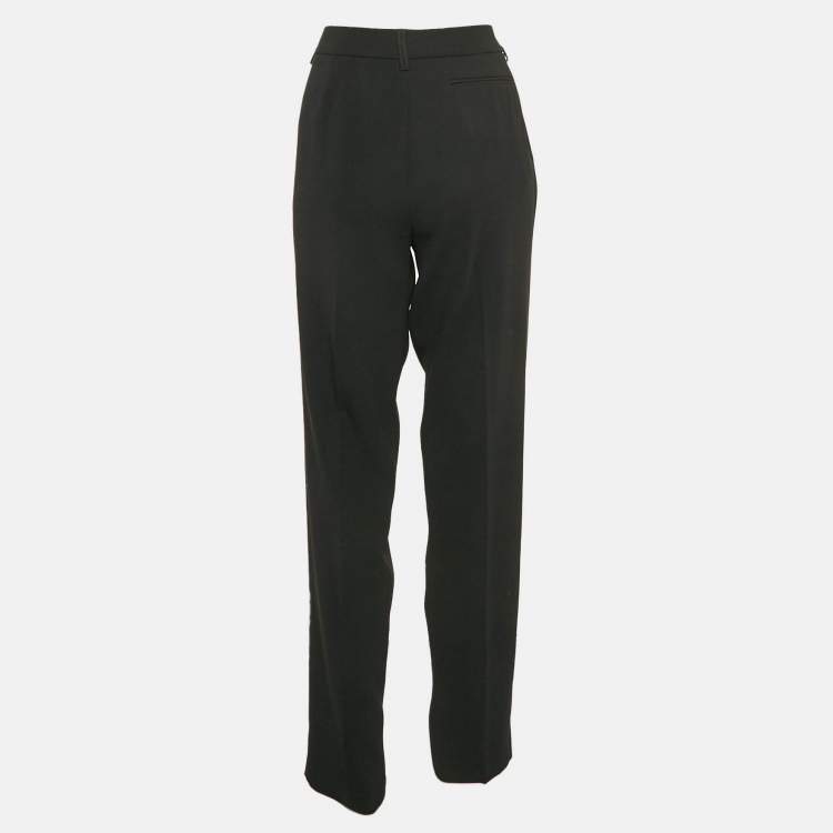 Pre Owned Emporio Armani Black Crepe Formal Pants L