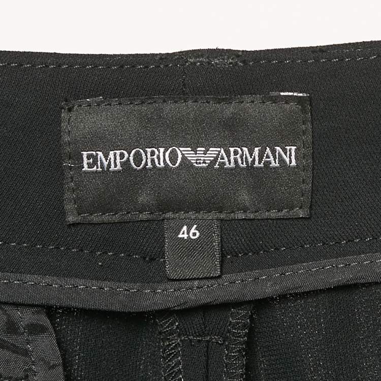Pre Owned Emporio Armani Black Crepe Formal Pants L