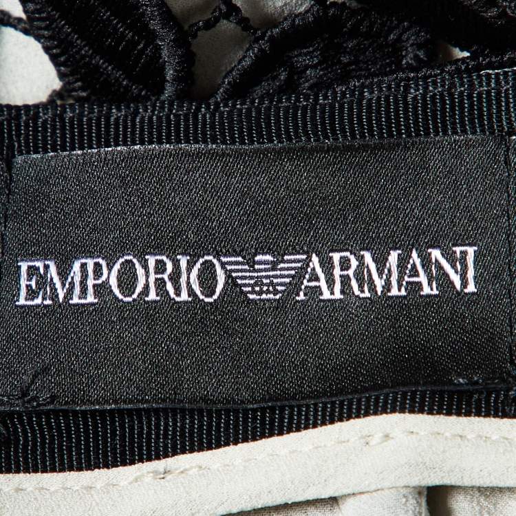 Pre Owned Emporio Armani Black Lace Midi Skirt S