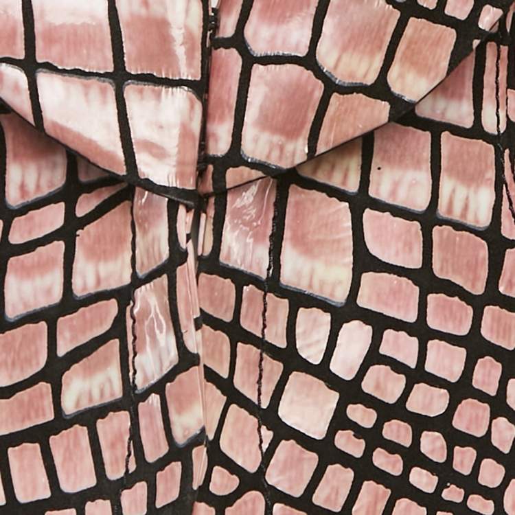 Pre Owned Emporio Armani Pink/Black Python Pattern Leather Jacket S