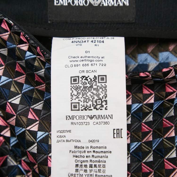 Pre Owned Emporio Armani Multicolor Geometric Jacquard Ruffled Mini Skirt S