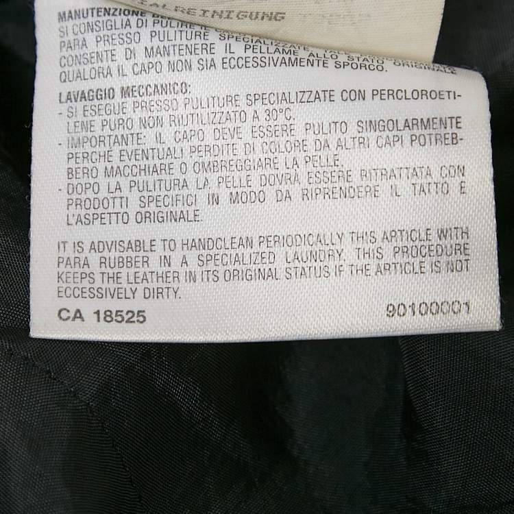 Pre Owned Emporio Armani Black Leather Cut-Out Detail Jacket S