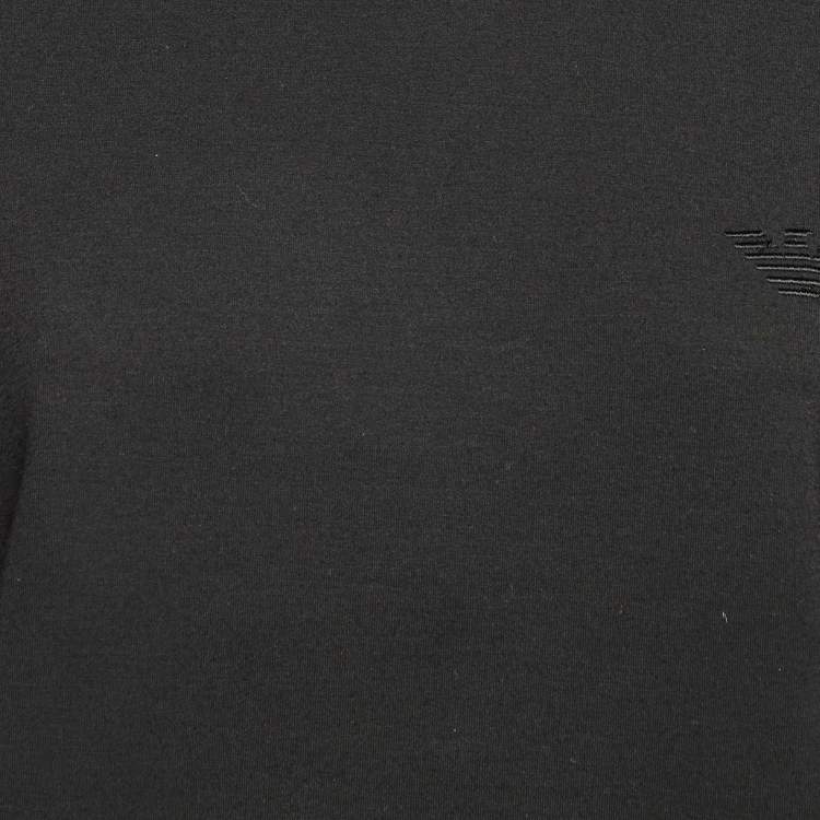 Pre Owned Emporio Armani Black Jersey Crew Neck Jumper M 