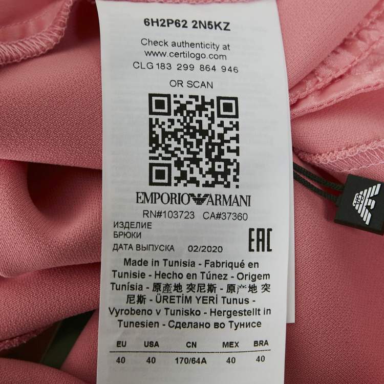 Pre Owned Emporio Armani Pink Crepe Trousers S