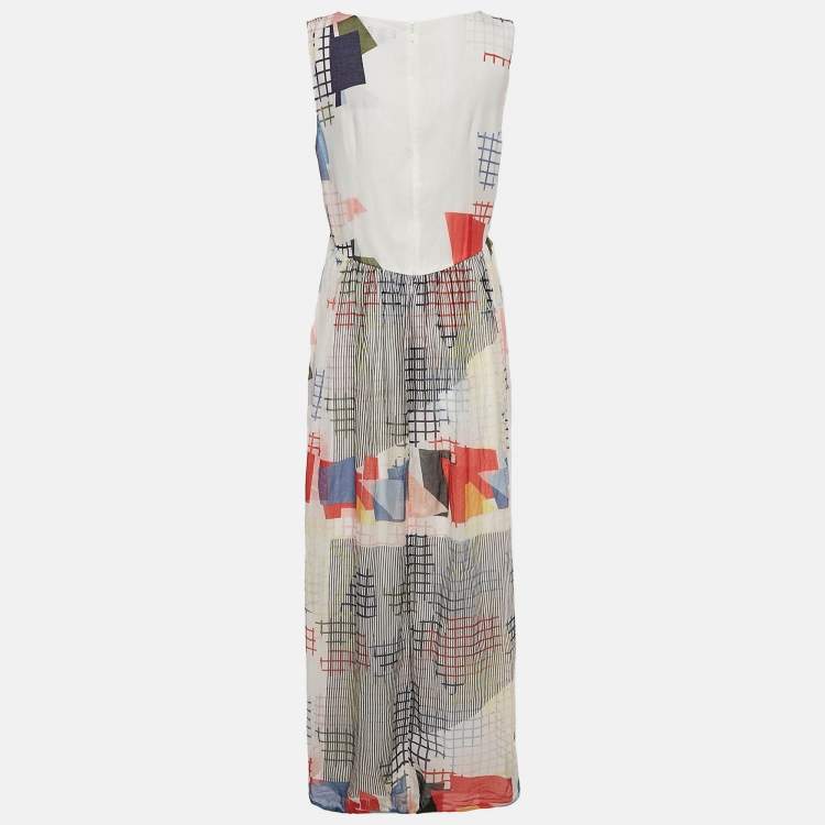 Pre Owned Emporio Armani Multicolor Printed Cotton Blend Sleeveless Maxi Dress L