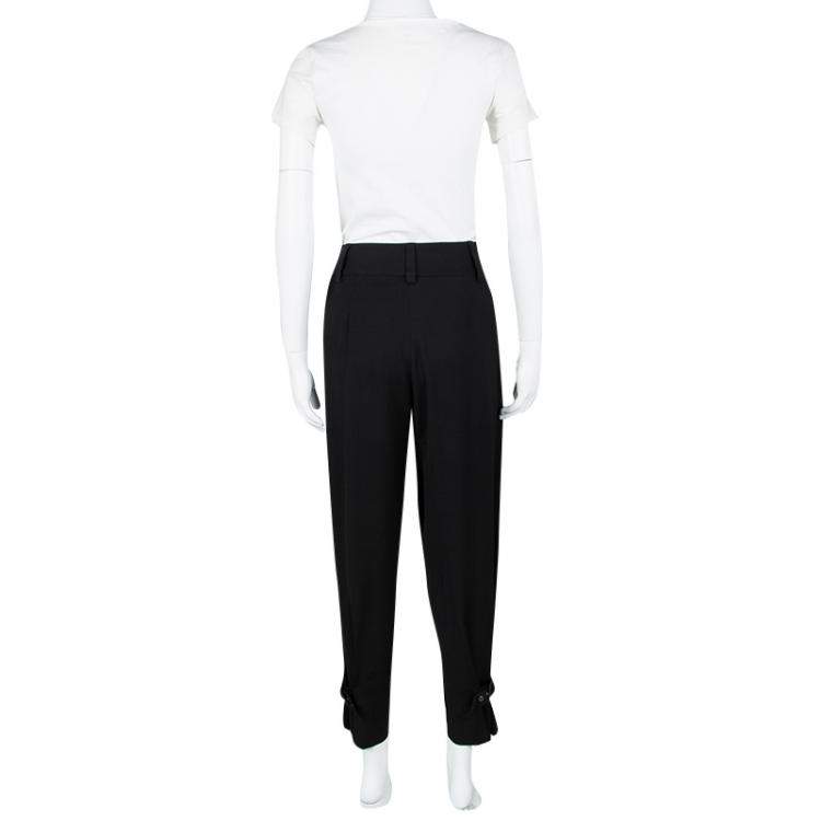 Pre Owned Emporio Armani Black Buckle Detail Trousers S