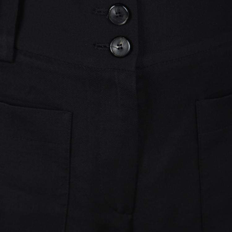 Pre Owned Emporio Armani Black Buckle Detail Trousers S