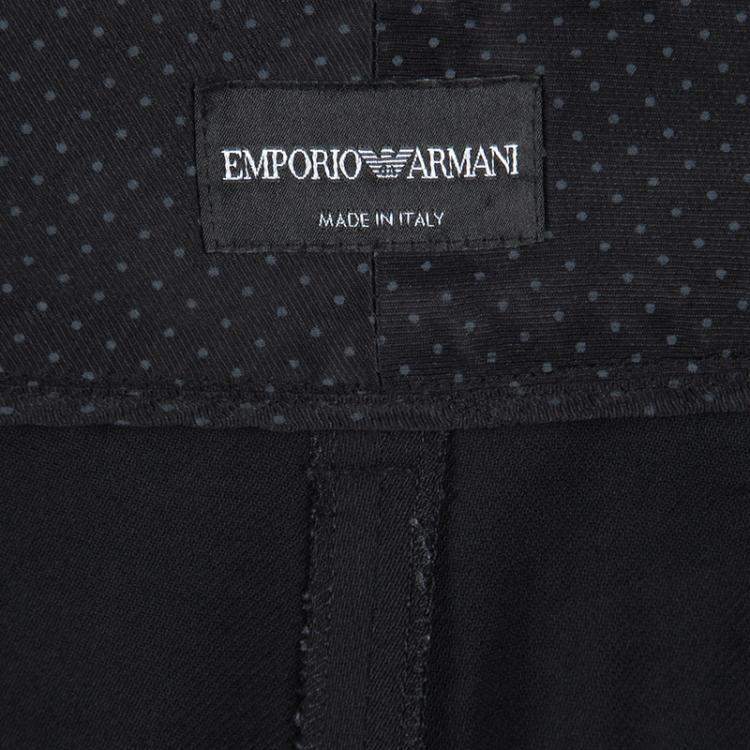 Pre Owned Emporio Armani Black Buckle Detail Trousers S
