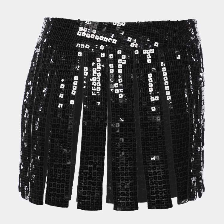 Pre Owned Emporio Armani Black Sequin Mini Skirt M